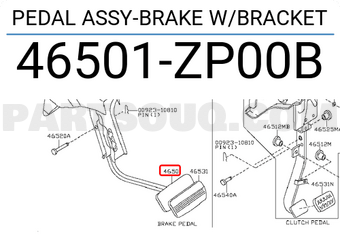 Nissan 46501ZP00B PEDAL ASSY-BRAKE W/BRACKET