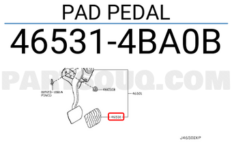 Nissan 465314BA0B PAD PEDAL
