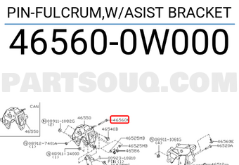 Nissan 465600W000 PIN-FULCRUM,W/ASIST BRACKET
