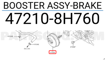 Nissan 472108H760 BOOSTER ASSY-BRAKE