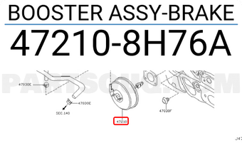 Nissan 472108H76A BOOSTER ASSY-BRAKE