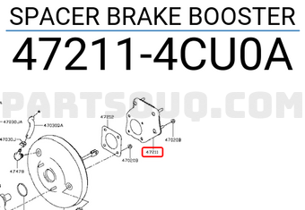 Nissan 472114CU0A SPACER BRAKE BOOSTER