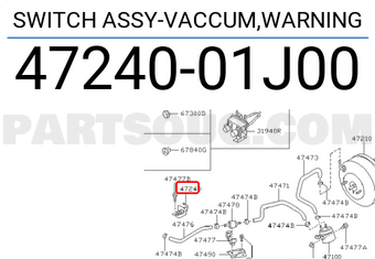 Nissan 4724001J00 SWITCH ASSY-VACCUM,WARNING
