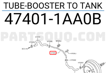 Nissan 474011AA0B TUBE-BOOSTER TO TANK
