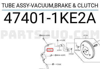 Nissan 474011KE2A TUBE ASSY-VACUUM,BRAKE & CLUTCH