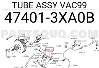 Nissan 474013XA0B TUBE ASSY VAC99