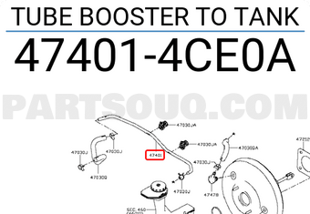 Nissan 474014CE0A TUBE BOOSTER TO TANK