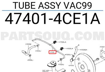 Nissan 474014CE1A TUBE ASSY VAC99