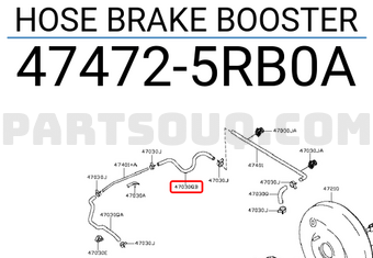 Nissan 474725RB0A HOSE BRAKE BOOSTER