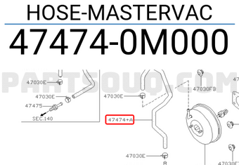 Nissan 474740M000 HOSE-MASTERVAC