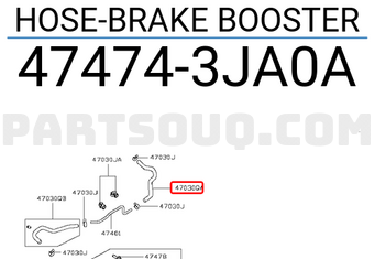 Nissan 474743JA0A HOSE-BRAKE BOOSTER