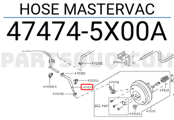 Nissan 474745X00A HOSE MASTERVAC