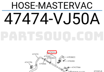 Nissan 47474VJ50A HOSE-MASTERVAC