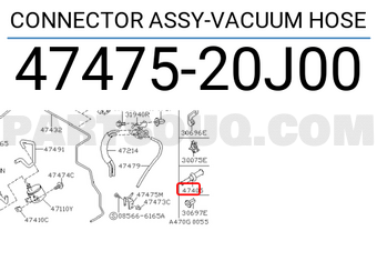 Nissan 4747520J00 CONNECTOR ASSY-VACUUM HOSE