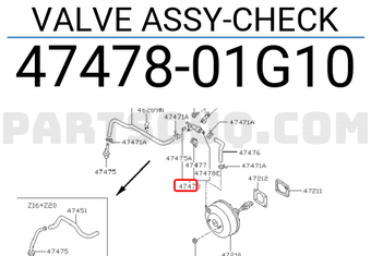 Nissan 4747801G10 VALVE ASSY-CHECK