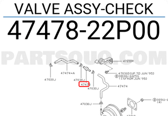 Nissan 4747822P00 VALVE ASSY-CHECK