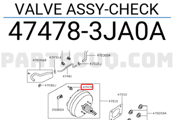 Nissan 474783JA0A VALVE ASSY-CHECK