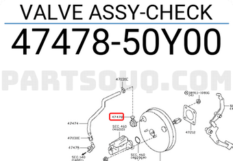 Nissan 4747850Y00 VALVE ASSY-CHECK