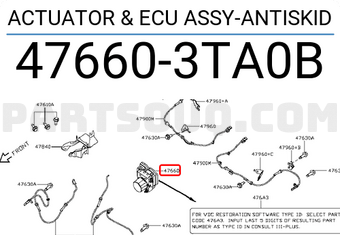 Nissan 476603TA0B ACTUATOR & ECU ASSY-ANTISKID