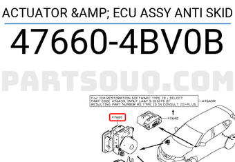 Nissan 476604BV0B ACTUATOR & ECU ASSY ANTI SKID