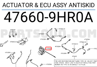 Nissan 476609HR0A ACTUATOR & ECU ASSY ANTISKID