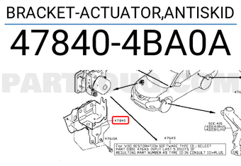 Nissan 478404BA0A BRACKET-ACTUATOR,ANTISKID