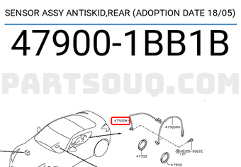 Nissan 479001BB1B SENSOR ASSY ANTISKID,REAR (ADOPTION DATE 18/05)