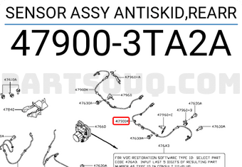 Nissan 479003TA2A SENSOR ASSY ANTISKID,REARR