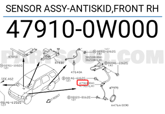 Nissan 479100W000 SENSOR ASSY-ANTISKID,FRONT RH