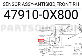 Nissan 479100X800 SENSOR ASSY-ANTISKID,FRONT RH