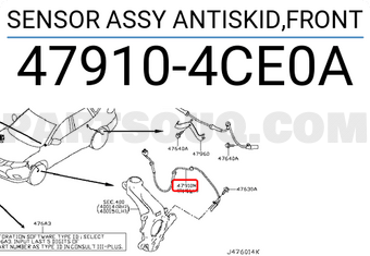 Nissan 479104CE0A SENSOR ASSY ANTISKID,FRONT