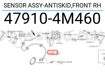 Nissan 479104M460 SENSOR ASSY-ANTISKID,FRONT RH
