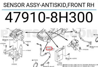 Nissan 479108H300 SENSOR ASSY-ANTISKID,FRONT RH