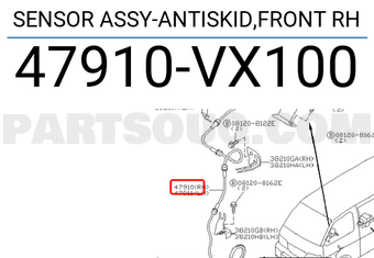 Nissan 47910VX100 SENSOR ASSY-ANTISKID,FRONT RH
