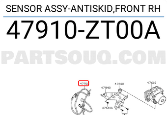 Nissan 47910ZT00A SENSOR ASSY-ANTISKID,FRONT RH