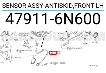 Nissan 479116N600 SENSOR ASSY-ANTISKID,FRONT LH