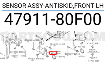 Nissan 4791180F00 SENSOR ASSY-ANTISKID,FRONT LH