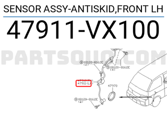 Nissan 47911VX100 SENSOR ASSY-ANTISKID,FRONT LH