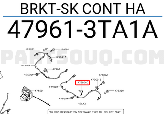 Nissan 479613TA1A BRKT-SK CONT HA