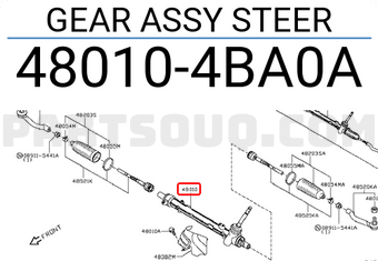 Nissan 480104BA0A GEAR ASSY STEER