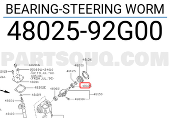 Nissan 4802592G00 BEARING-STEERING WORM