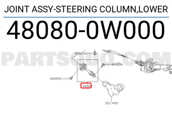 Nissan 480800W000 JOINT ASSY-STEERING COLUMN,LOWER