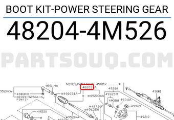 Nissan 482044M526 BOOT KIT-POWER STEERING GEAR
