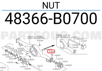 Nissan 48366B0700 NUT