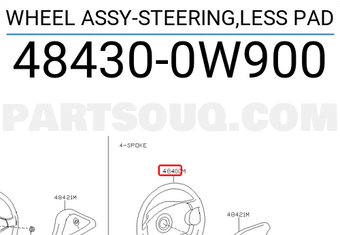 Nissan 484300W900 WHEEL ASSY-STEERING,LESS PAD