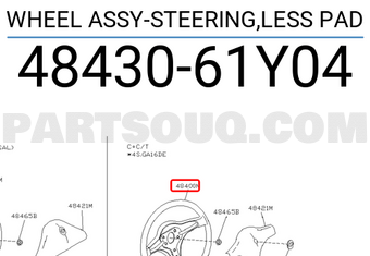 Nissan 4843061Y04 WHEEL ASSY-STEERING,LESS PAD