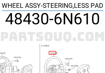Nissan 484306N610 WHEEL ASSY-STEERING,LESS PAD