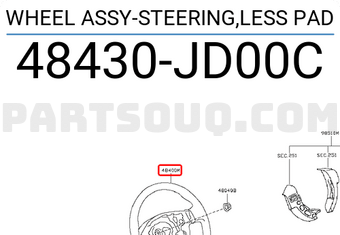 Nissan 48430JD00C WHEEL ASSY-STEERING,LESS PAD