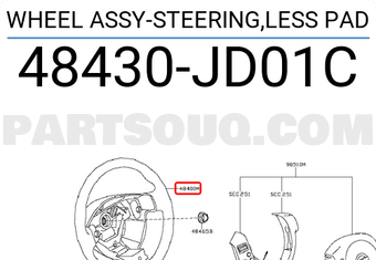 Nissan 48430JD01C WHEEL ASSY-STEERING,LESS PAD