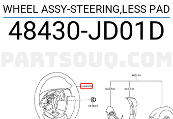 Nissan 48430JD01D WHEEL ASSY-STEERING,LESS PAD